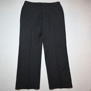 Vitale Barberis 38x30 Gray Windowpane Wool Flat Front Straight Dress Mens Pants